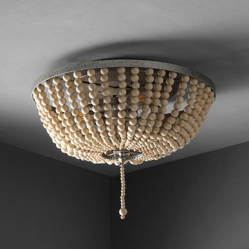 Allison 15" Wood Beaded/Metal LED Flush Mount - JONATHAN Y